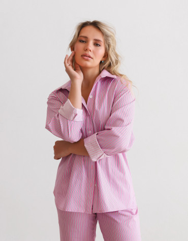 Жіночий костюм рожевого кольору в смужку з 100% котону