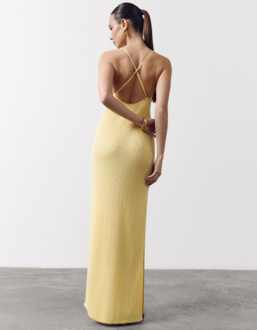 Женское вязаное платье Sunny Knit 429 желтого цвета
