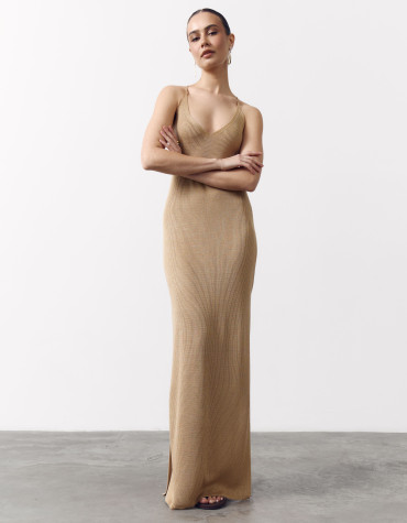 Бежевое женское вязаное платье Soft Knit Dress Sand 429