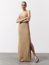 Бежевое женское вязаное платье Soft Knit Dress Sand 429