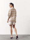Женский костюм с шортами в полоску Soft Stripe Knit Set 430 в бежевом цвете.