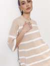 Женский костюм с шортами в полоску Soft Stripe Knit Set 430 в бежевом цвете.