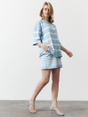 Голубой женский костюм с шортами в полоску Soft Stripe Knit Set 430