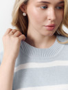 Голубой женский костюм с шортами в полоску Soft Stripe Knit Set 430
