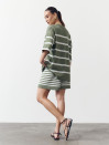 Женский костюм с шортами в полоску Soft Stripe Knit Set 430 в оливковом цвете.