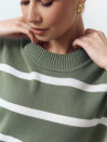 Женский костюм с шортами в полоску Soft Stripe Knit Set 430 в оливковом цвете.