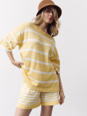 Женский желтый костюм с шортами в полоску Soft Stripe Knit Set 430