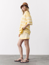 Женский желтый костюм с шортами в полоску Soft Stripe Knit Set 430