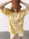 Женский желтый костюм с шортами в полоску Soft Stripe Knit Set 430