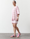 Розовый женский костюм с шортами в полоску Soft Stripe Knit Set 430