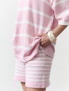 Розовый женский костюм с шортами в полоску Soft Stripe Knit Set 430
