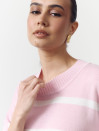 Розовый женский костюм с шортами в полоску Soft Stripe Knit Set 430