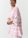 Розовый женский костюм с шортами в полоску Soft Stripe Knit Set 430