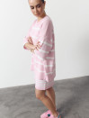 Розовый женский костюм с шортами в полоску Soft Stripe Knit Set 430