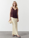 Желтая сатиновая юбка меди Silk Mood Satin Skirt Vanilla 229
