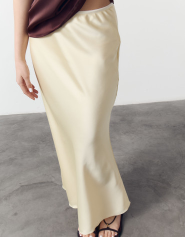 Желтая сатиновая юбка меди Silk Mood Satin Skirt Vanilla 229