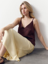 Желтая сатиновая юбка меди Silk Mood Satin Skirt Vanilla 229