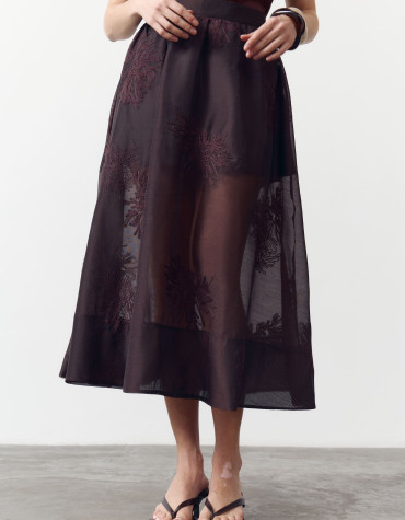 Спідниця міді з тенселу Tencel Bloom Skirt Chocolate 411