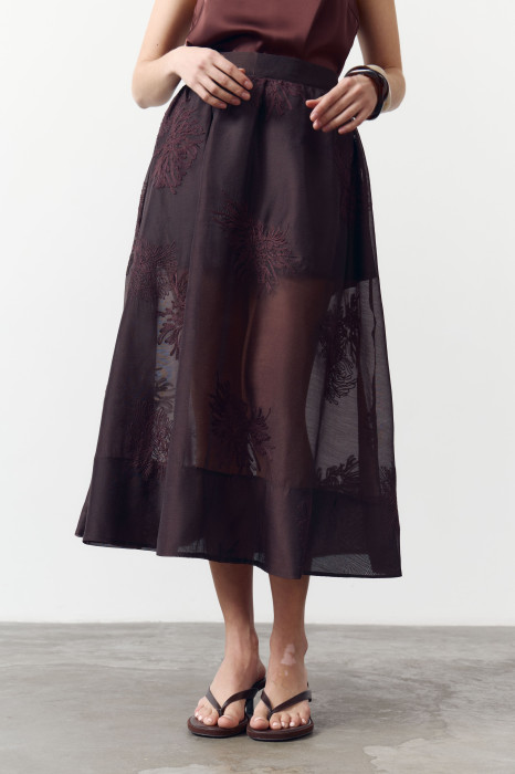 Спідниця міді з тенселу Tencel Bloom Skirt Chocolate 411