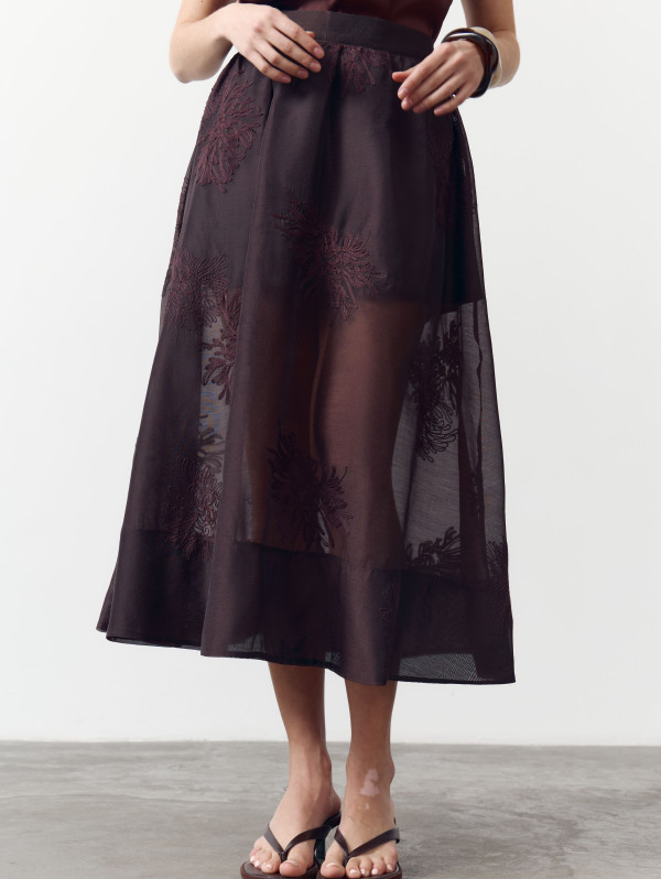 Юбка меди из тенсела Tencel Bloom Skirt Chocolate 411