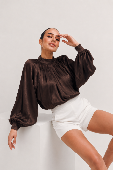 Блуза 399 Soft Glow з тенселу шоколадному кольорі