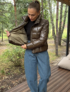 Жіноча стьобана куртка Dark Chocolate Cocoon Jacket 466 з екопухом 