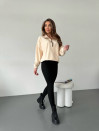 Женский батник из флиса с затяжками и молнией