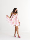 Розовое легкое шифоновое мини-платье с цветочным принтом Blossom Air Dress