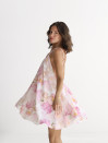Розовое легкое шифоновое мини-платье с цветочным принтом Blossom Air Dress
