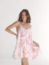 Розовое легкое шифоновое мини-платье с цветочным принтом Blossom Air Dress
