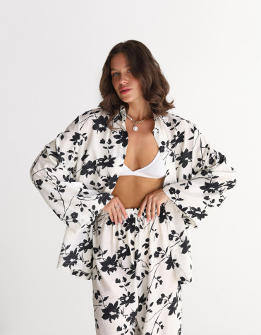 Чорний льняной костюм Boho Bloom Set