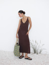 Коричневое летнее платье Sunlight Knit из вязаной ткани