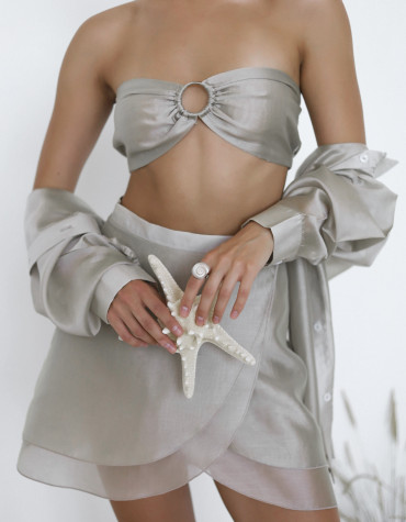 Бежевый костюм тройка Tencel Breeze Set 