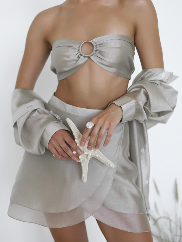 Бежевый костюм тройка Tencel Breeze Set 