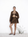 Костюм тройка шоколадного цвета Tencel Breeze Set