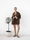 Костюм тройка шоколадного цвета Tencel Breeze Set