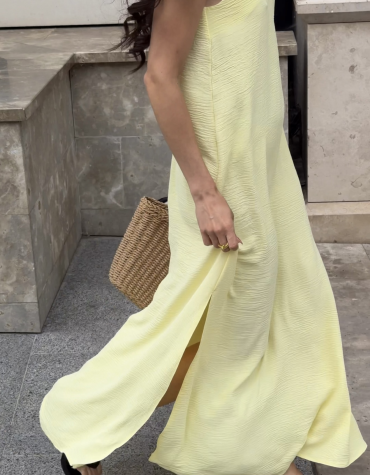 Желтый сарафан из жатой ткани Sunlit Flow Dress 011