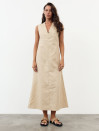 Льняное платье меди с вырезом и карманами Linen Muse Dress 434