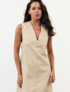 Льняное платье меди с вырезом и карманами Linen Muse Dress 434