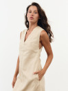 Льняное платье меди с вырезом и карманами Linen Muse Dress 434