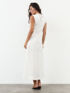 Белое льняное платье меди с вырезом Linen Muse Dress 434 Белое льняное платье меди с вырезом Linen Muse Dress 434