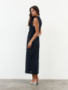 Черное льняное платье миди с вырезом Linen Muse Dress 434 Черное льняное платье миди с вырезом Linen Muse Dress 434