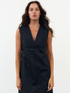 Черное льняное платье миди с вырезом Linen Muse Dress 434 Черное льняное платье миди с вырезом Linen Muse Dress 434