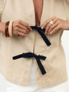 Женская льняная блуза в бежевом цвете Linen Bow Blouse 435