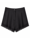 Чорні жіночі сатинові шорти з гіпюром Satin Lace Shorts 452 Чорні жіночі сатинові шорти з гіпюром Satin Lace Shorts 452