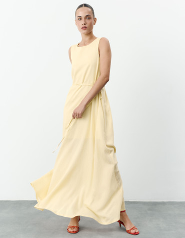 Жовта лляна сукня максі вільного крою Linen Flow Dress 450