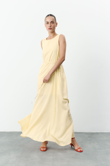 Жовта лляна сукня максі вільного крою Linen Flow Dress 450