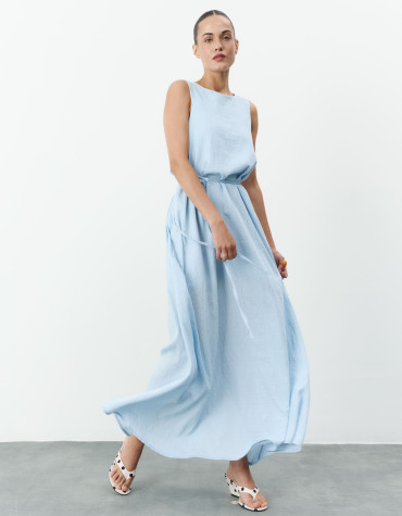 Блакитна лляна сукня максі вільного крою Linen Flow Dress 450