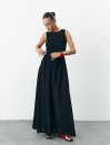 Чорна лляна сукня максі вільного крою Linen Flow Dress 450 Чорна лляна сукня максі вільного крою Linen Flow Dress 450