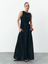 Чорна лляна сукня максі вільного крою Linen Flow Dress 450 Чорна лляна сукня максі вільного крою Linen Flow Dress 450